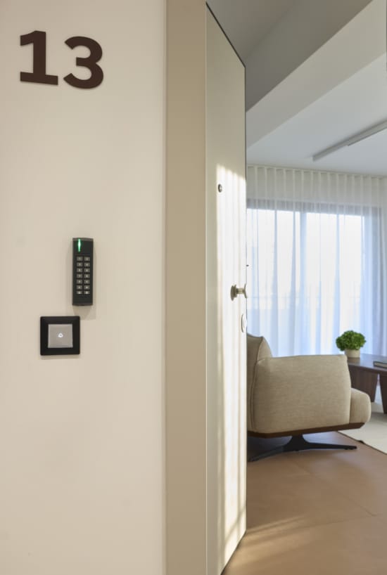 a door with a phone on it