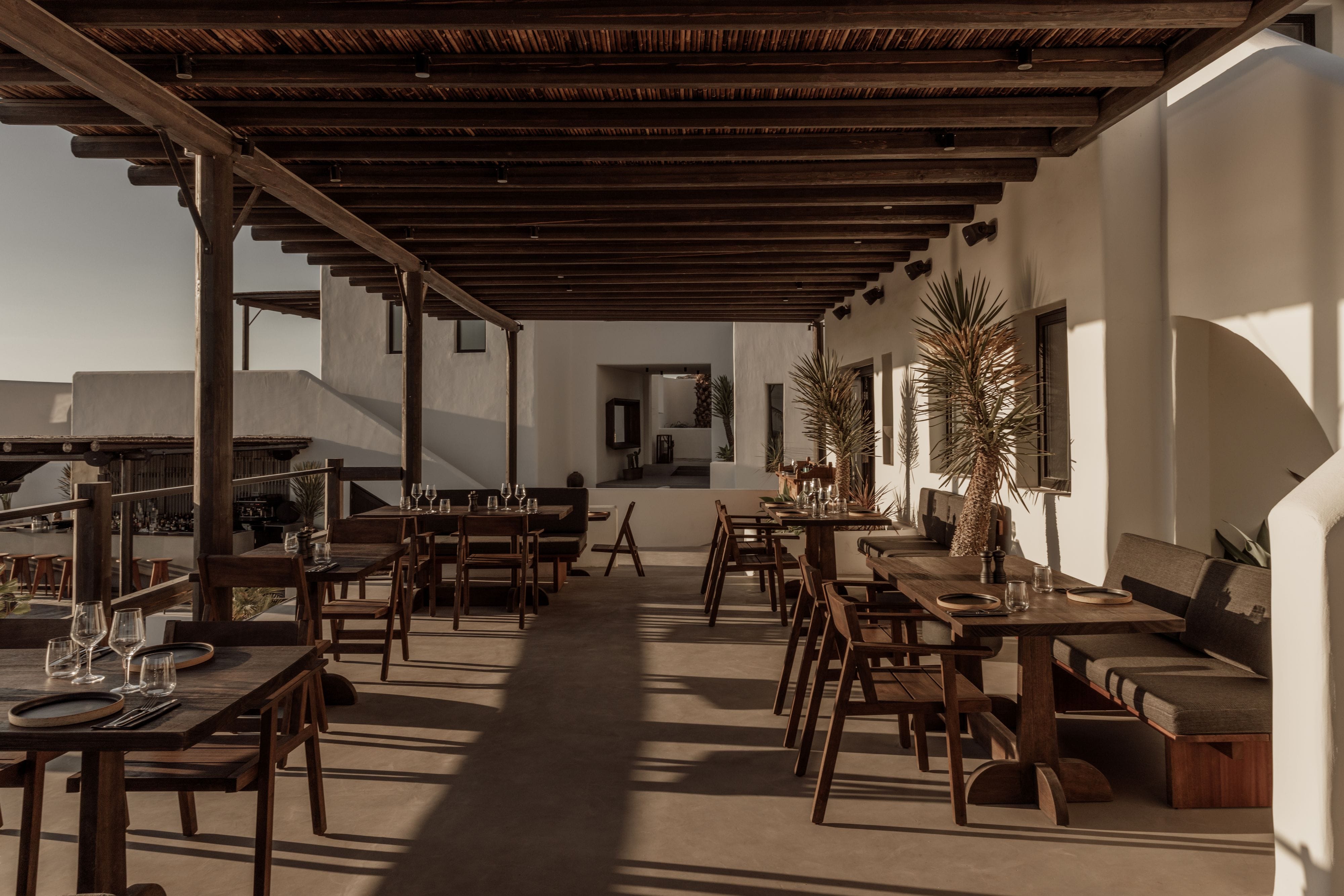 a room with tables and chairs