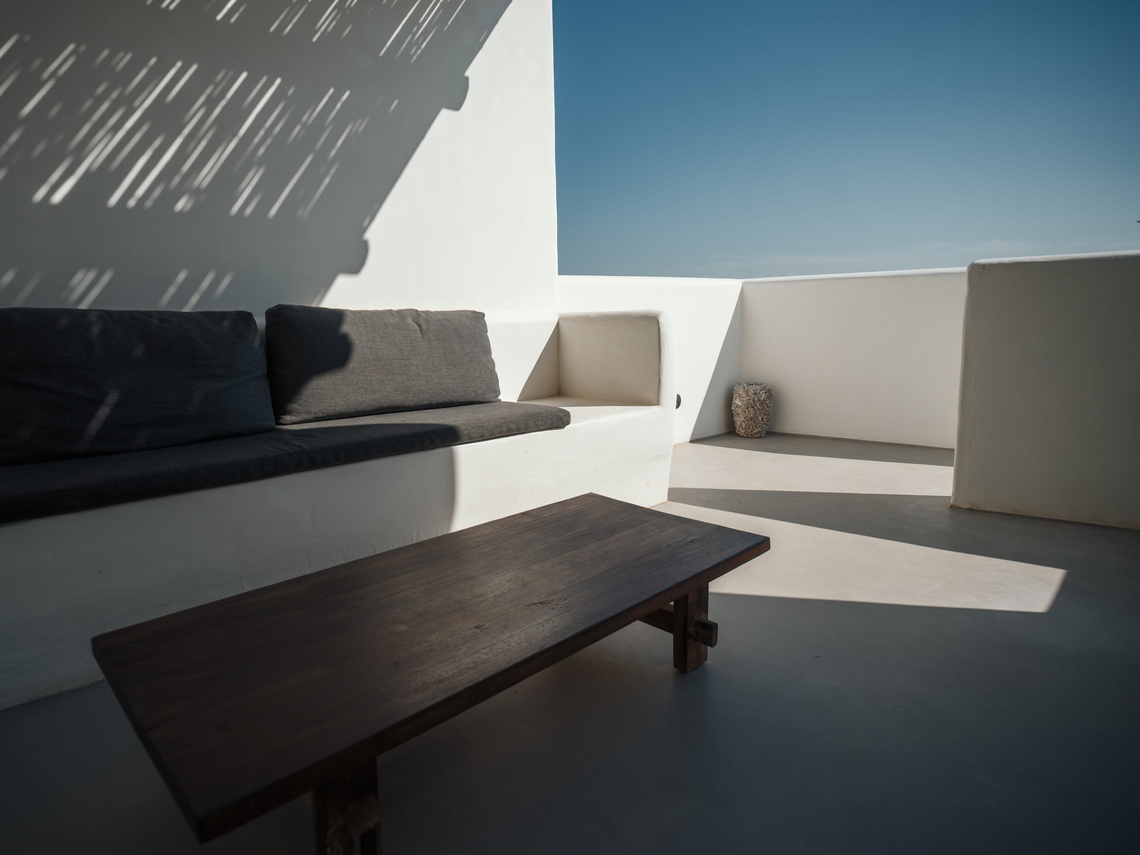 a room with a couch and a table