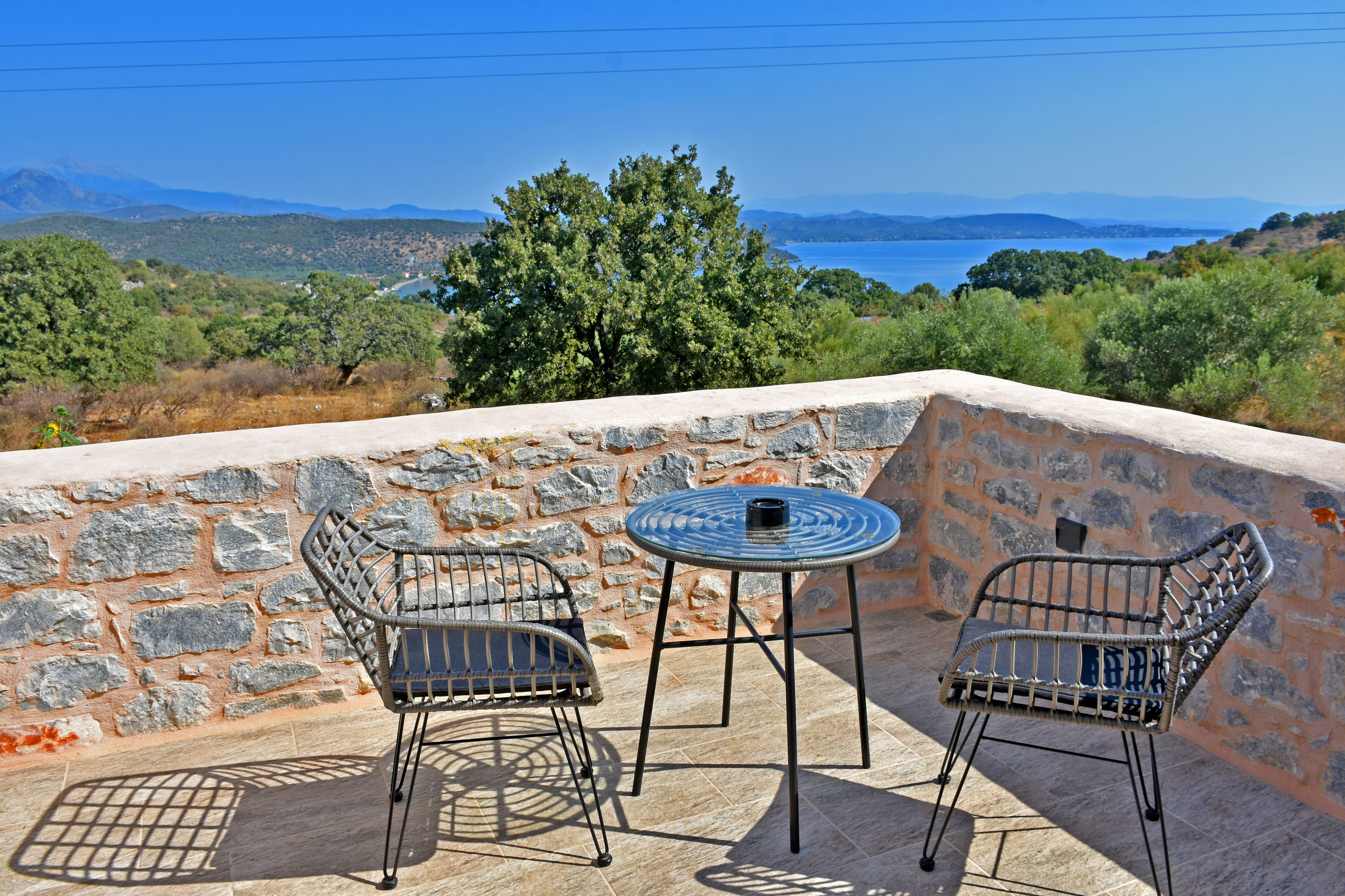 a table and chairs on a patio