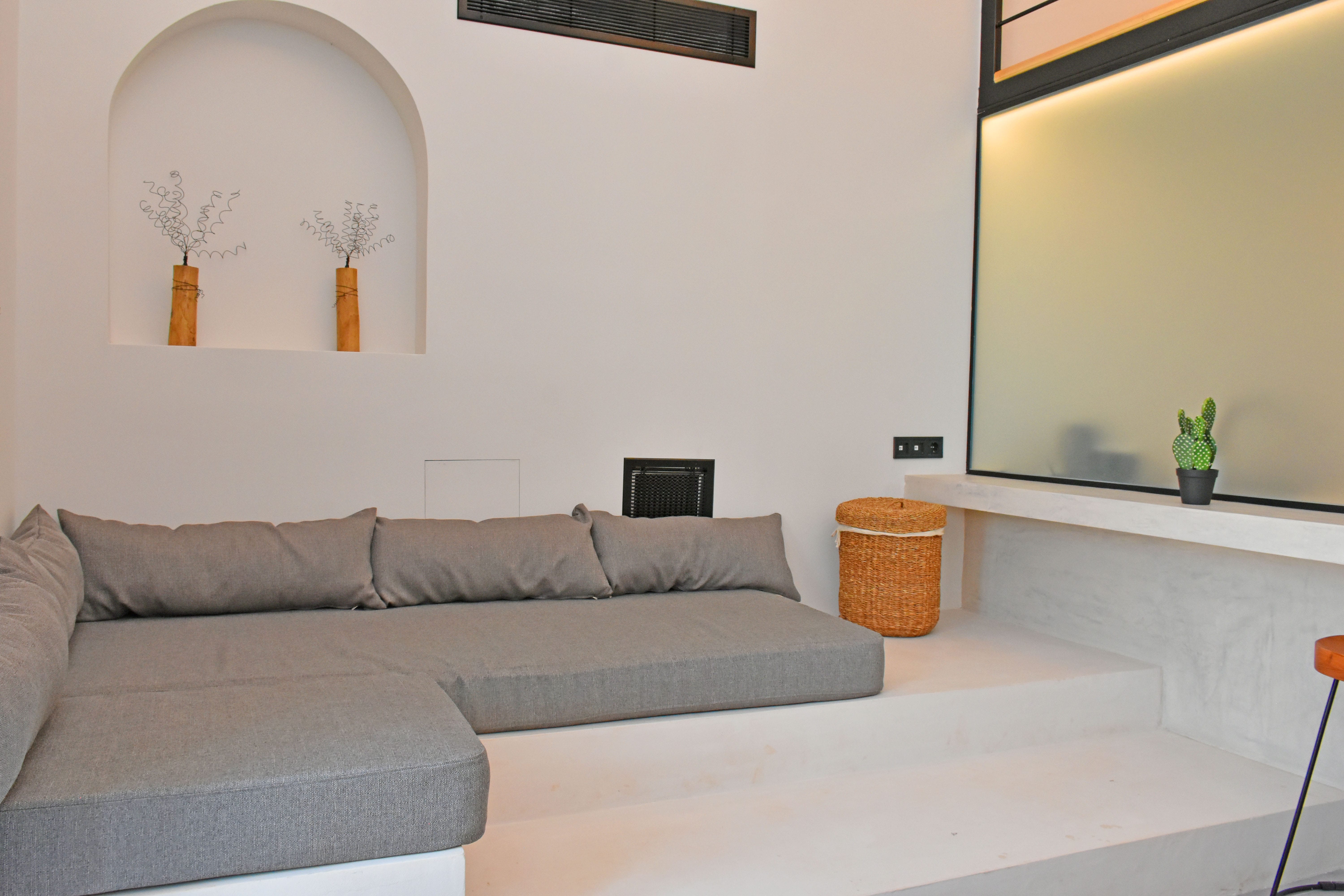 a white couch in a room