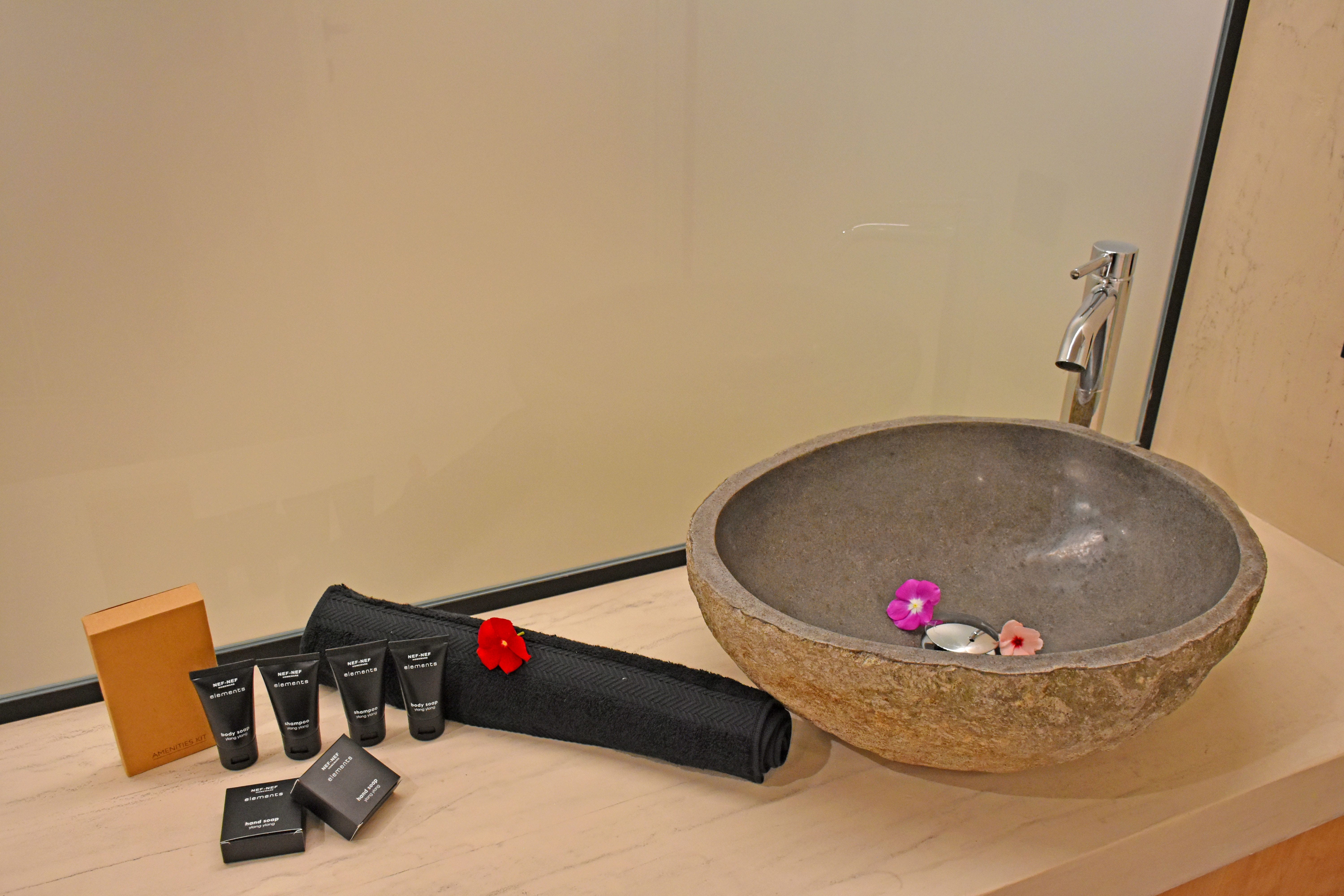 a bowl of water next to a black device with a black handle