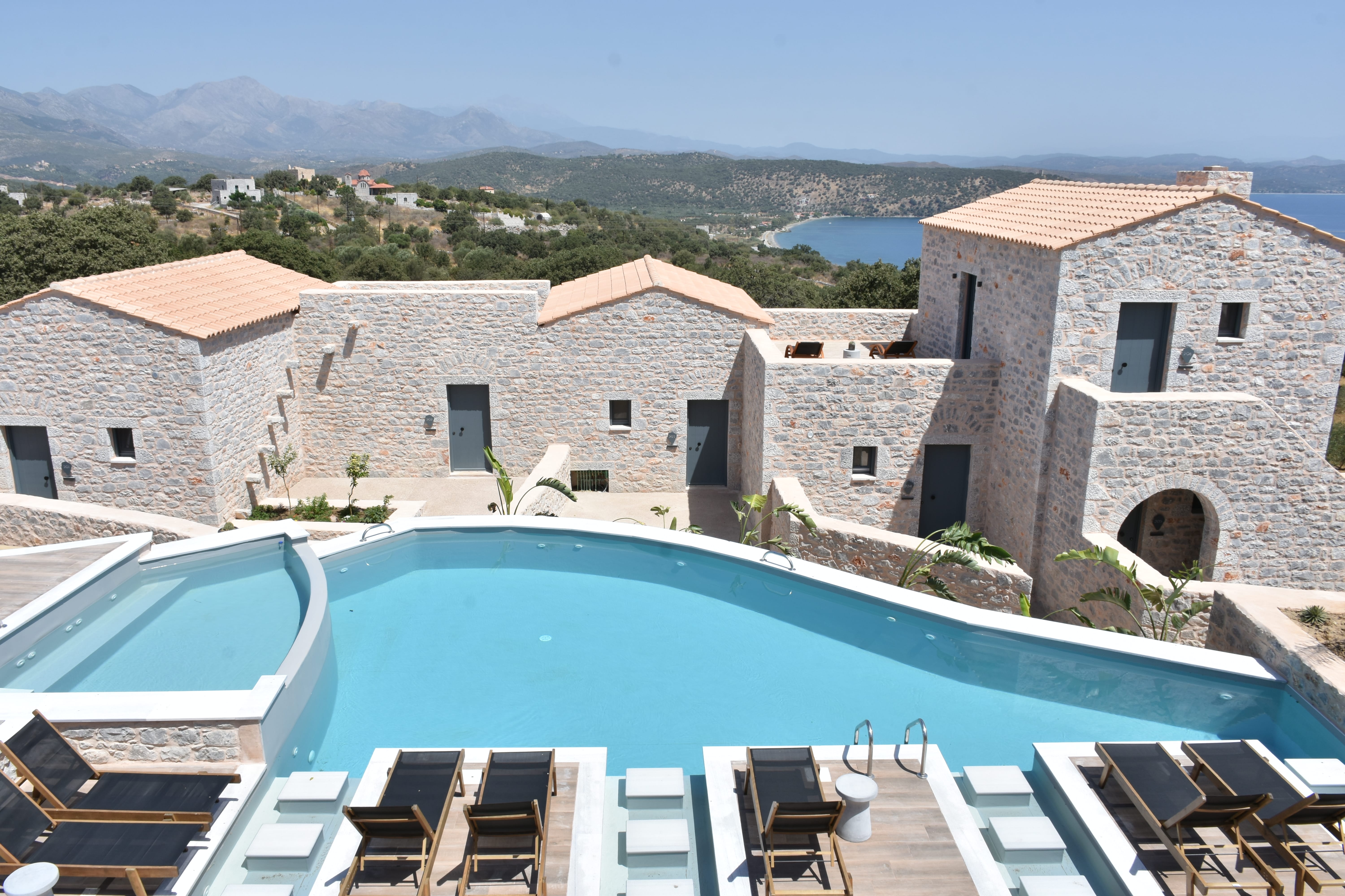 a building with a pool