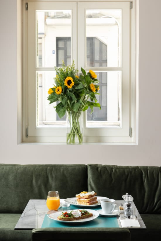 a vase of flowers on a table