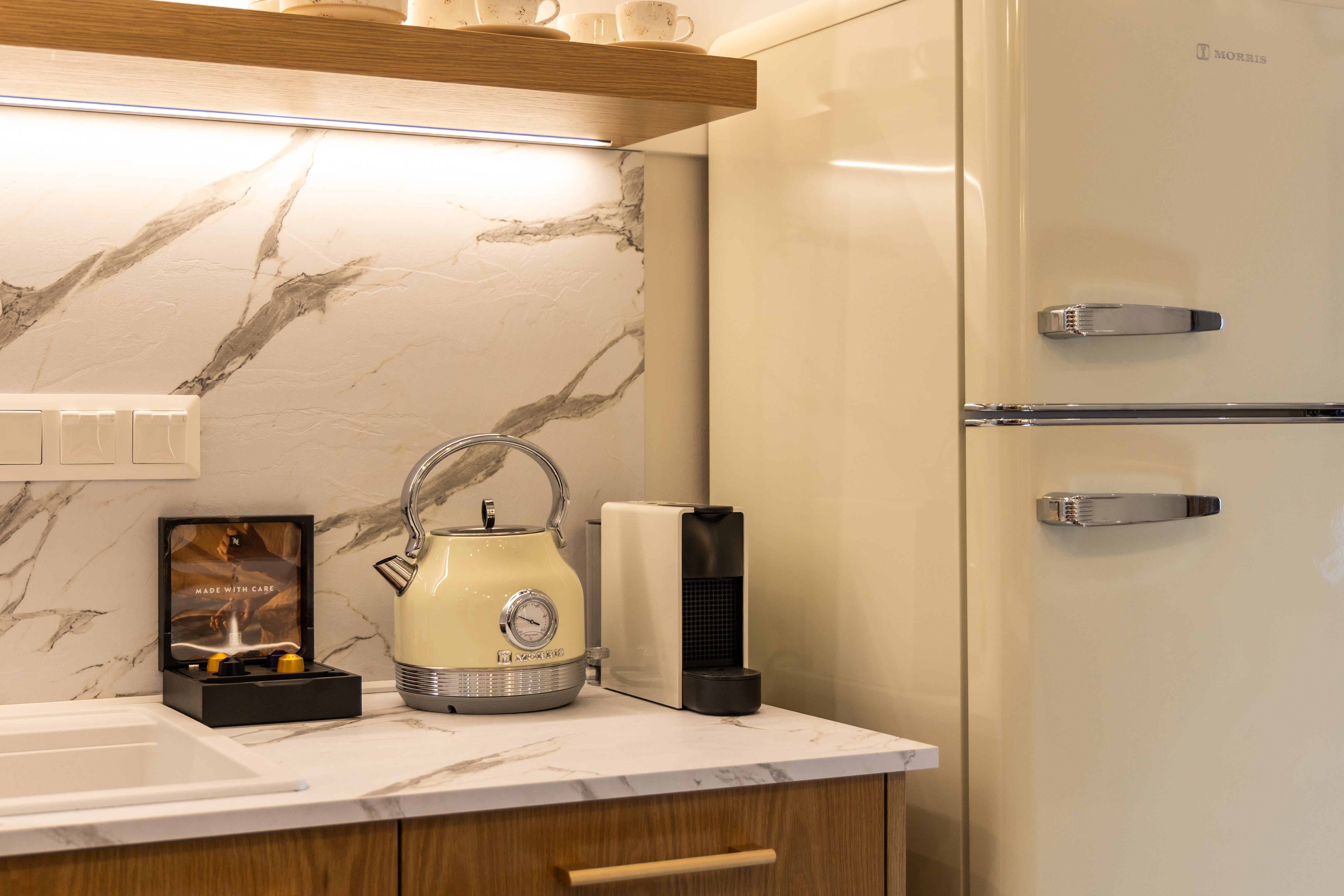 a tea kettle on a counter