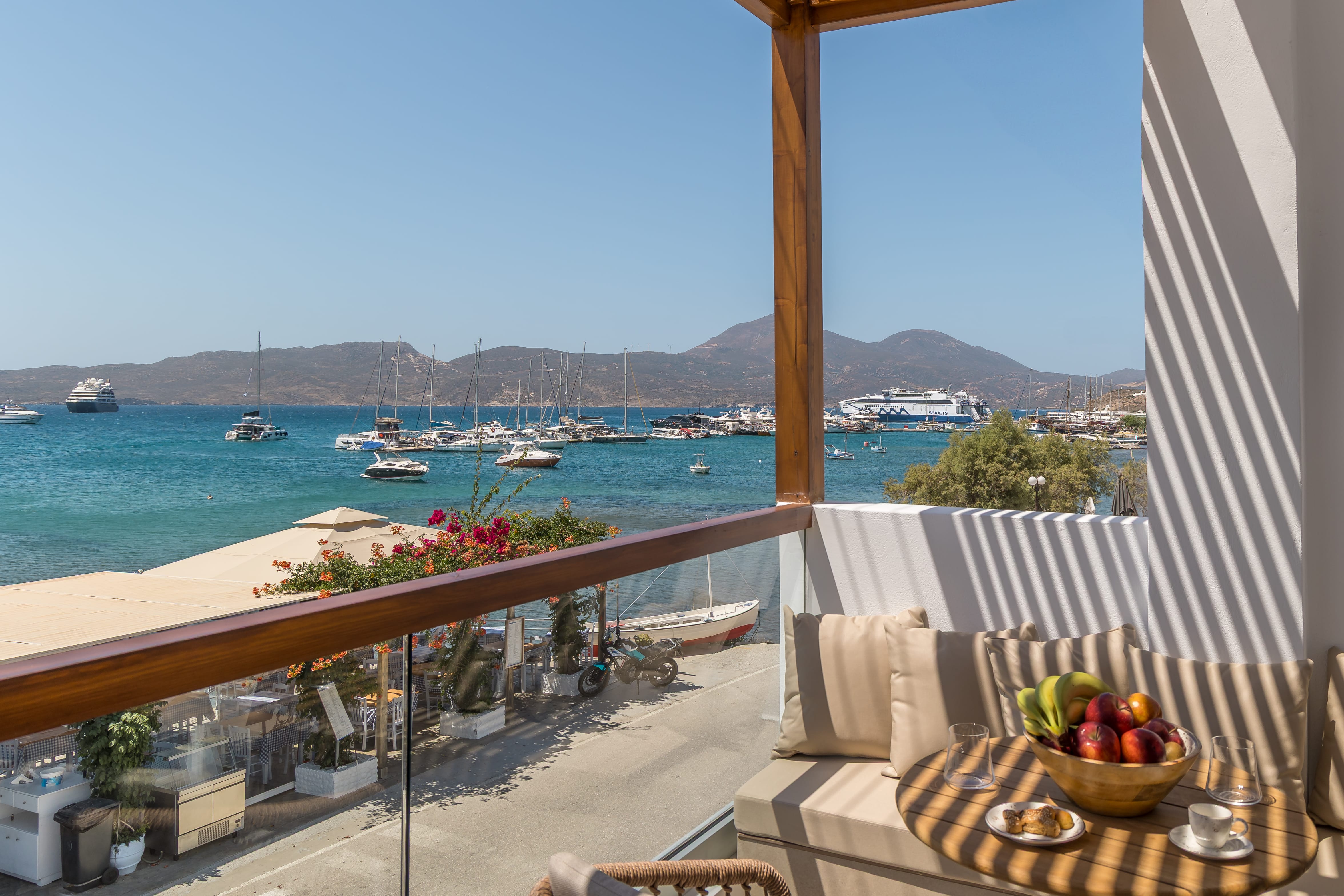 a balcony overlooking a body of water