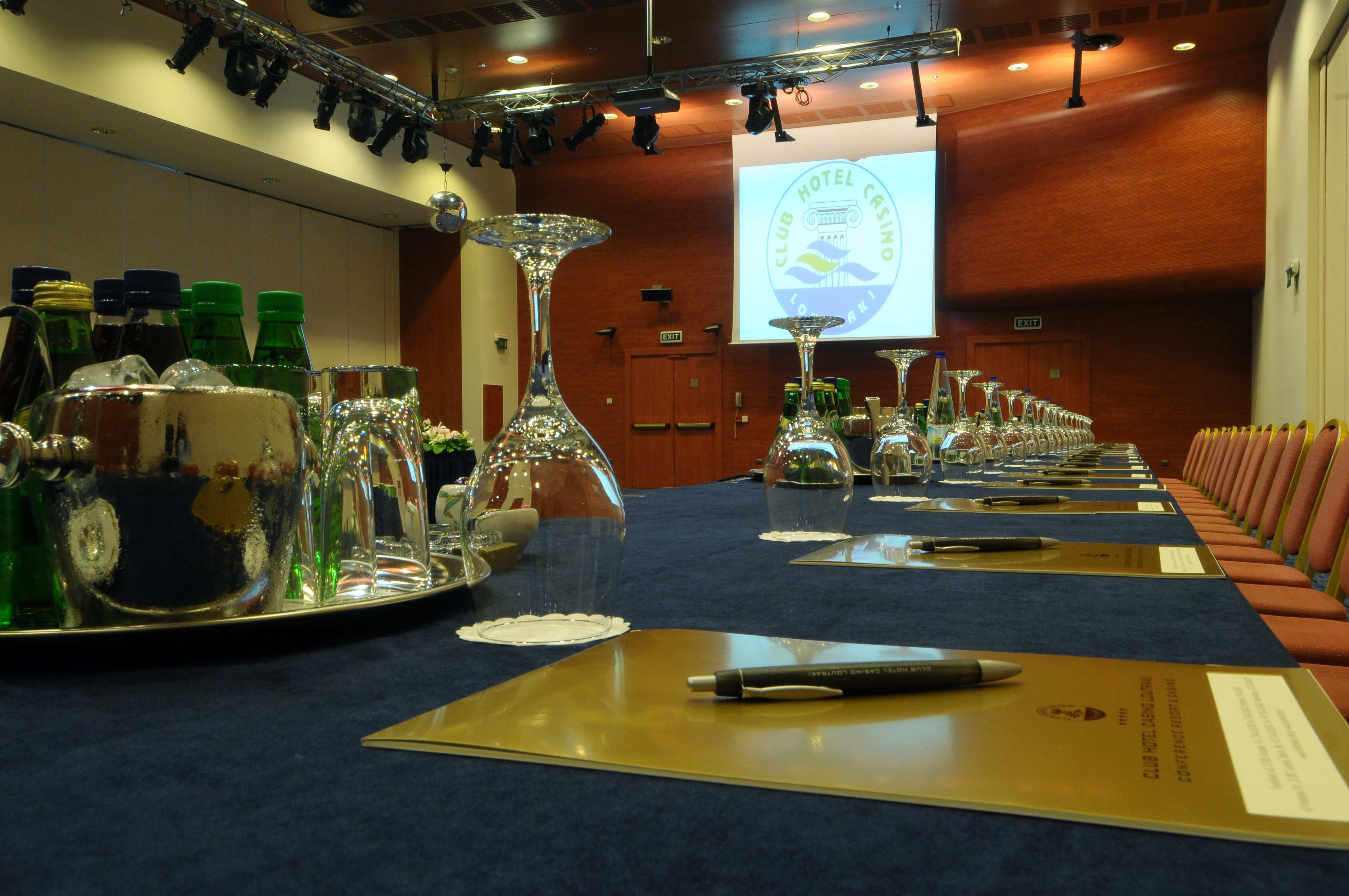 a table with glasses and plates on it