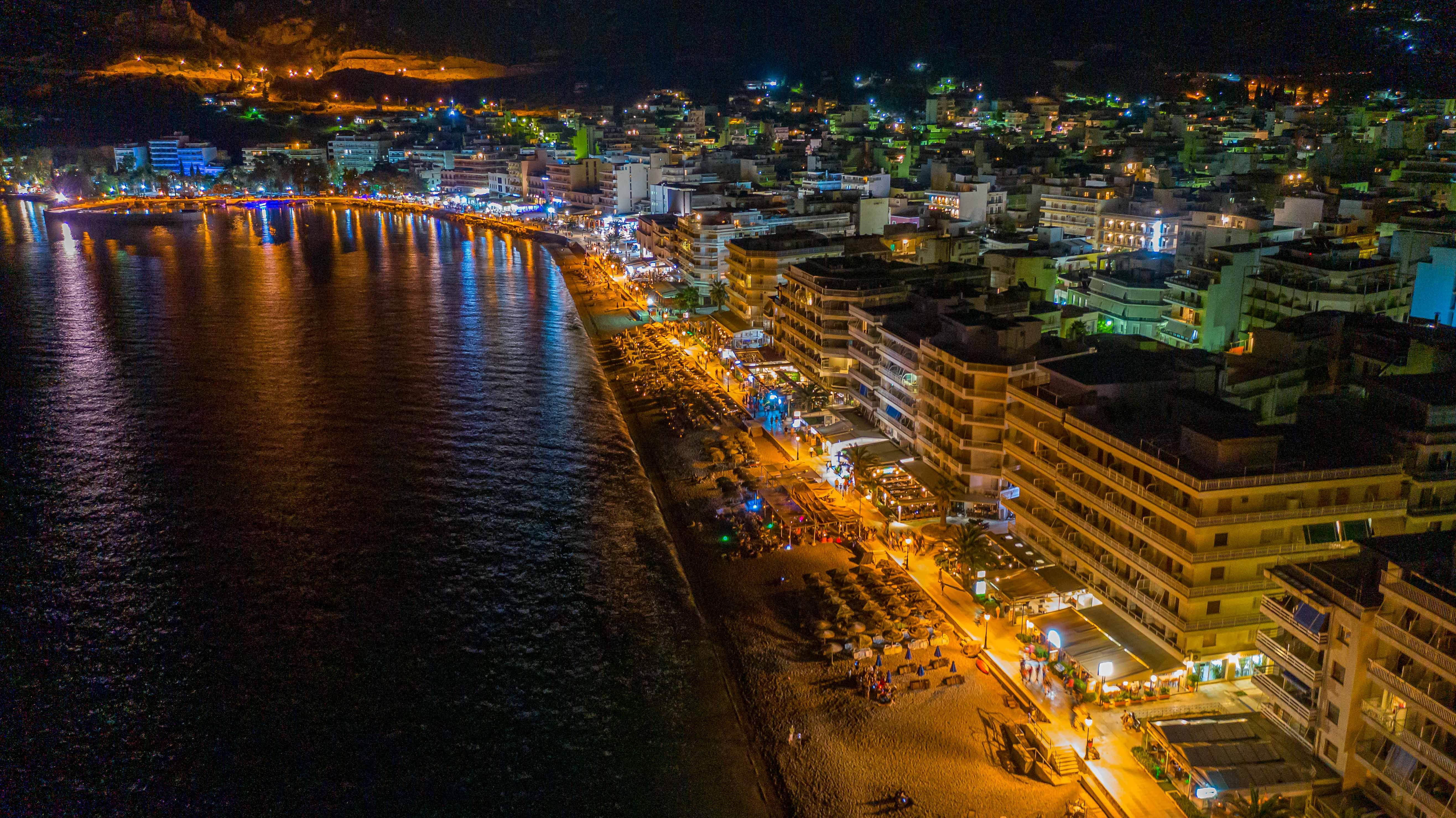 a city with lights on at night