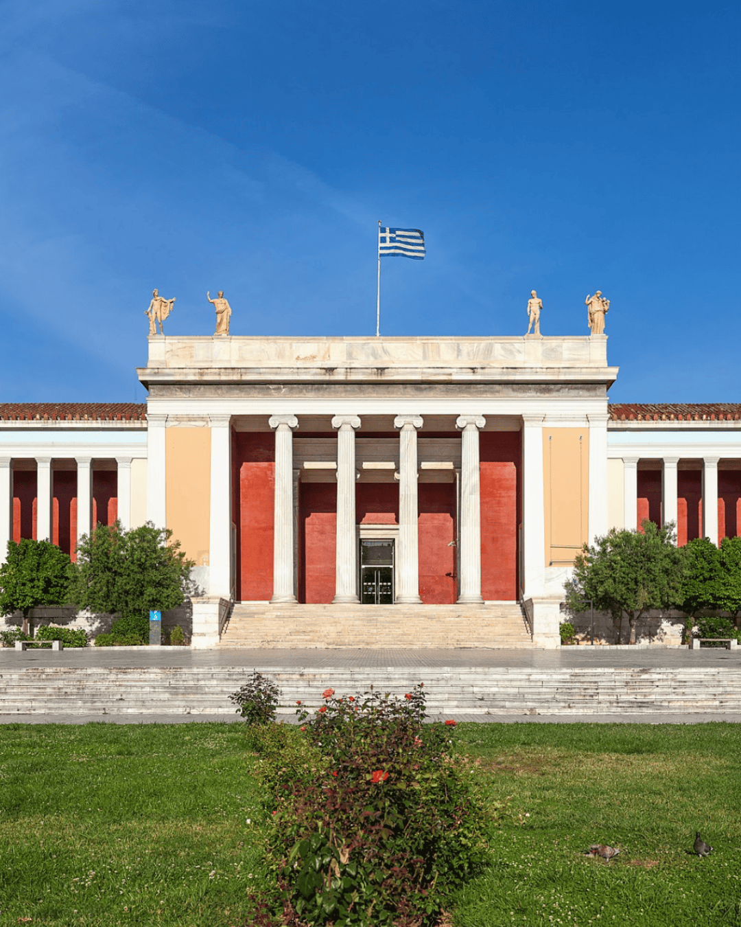 National Archaeological Museum, Athens with columns and statues