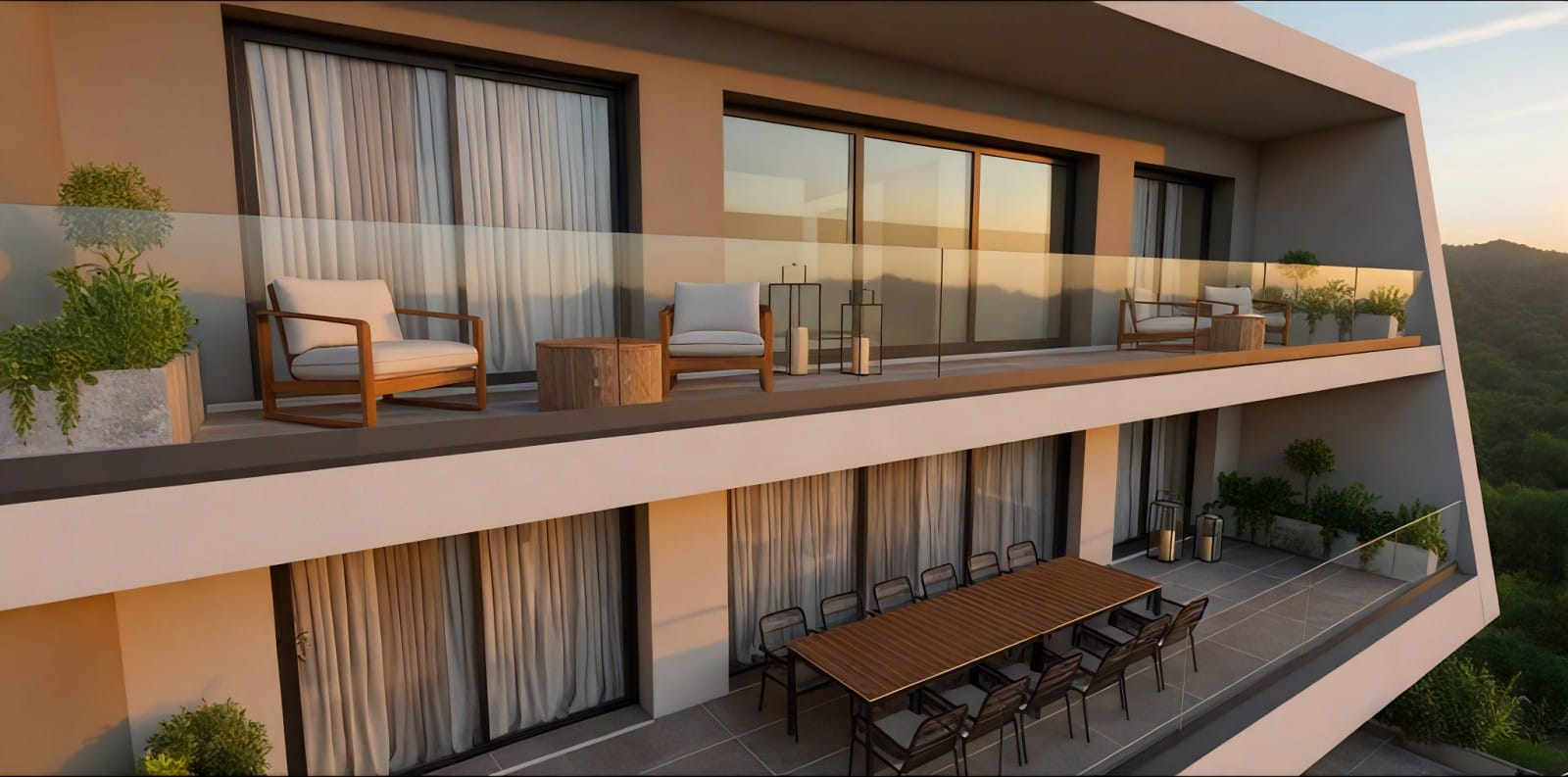 a room with a table and chairs