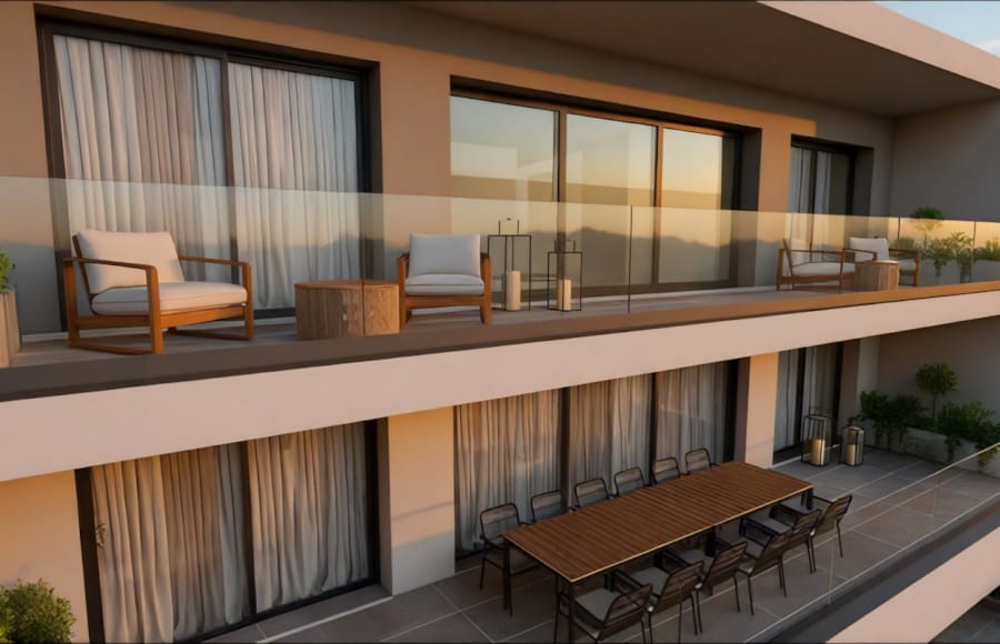 a room with a table and chairs