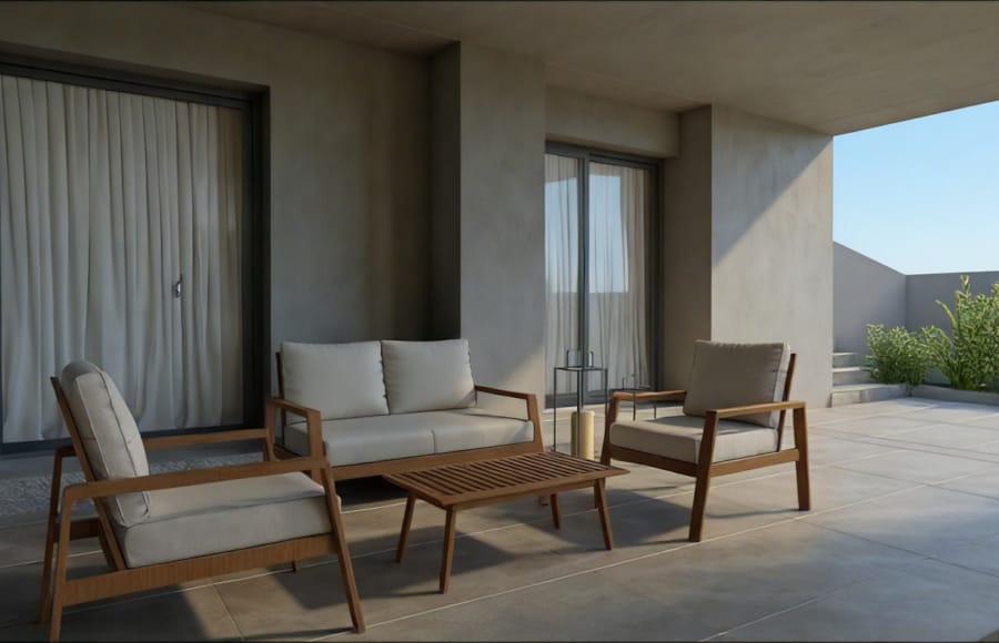 a room with chairs and a table