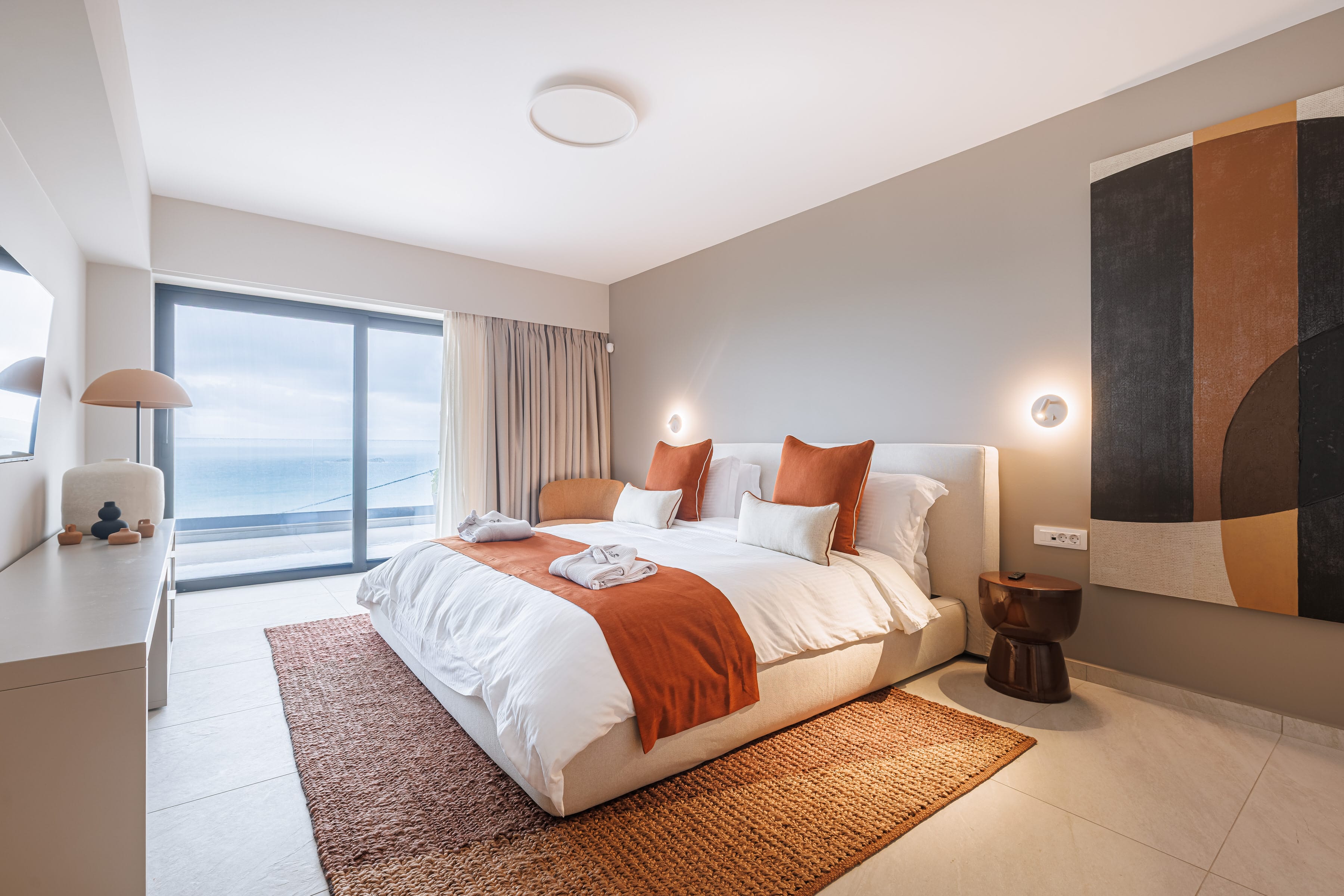 a bedroom with a large bed
