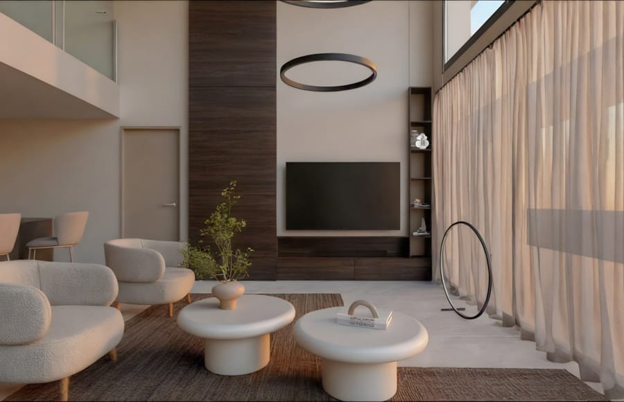 a room with a tv and chairs