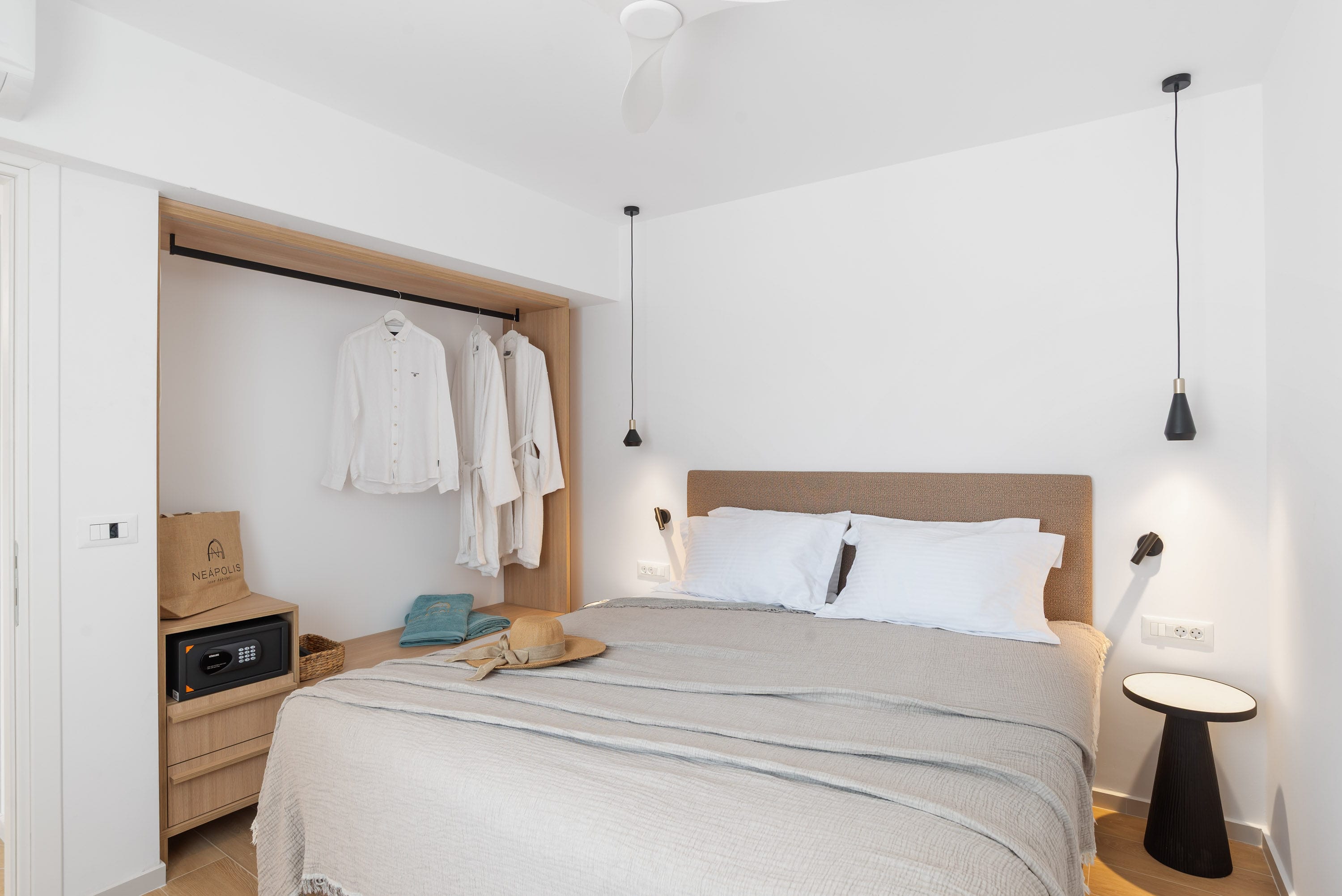 a cat laying on a bed