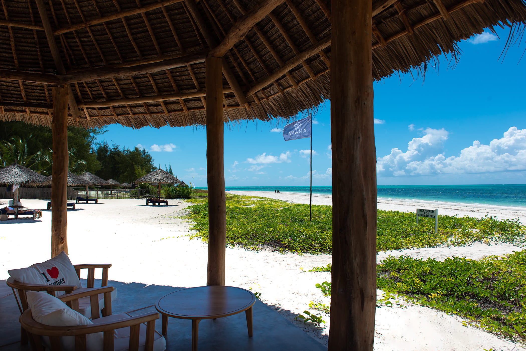 a beach with a gazebo