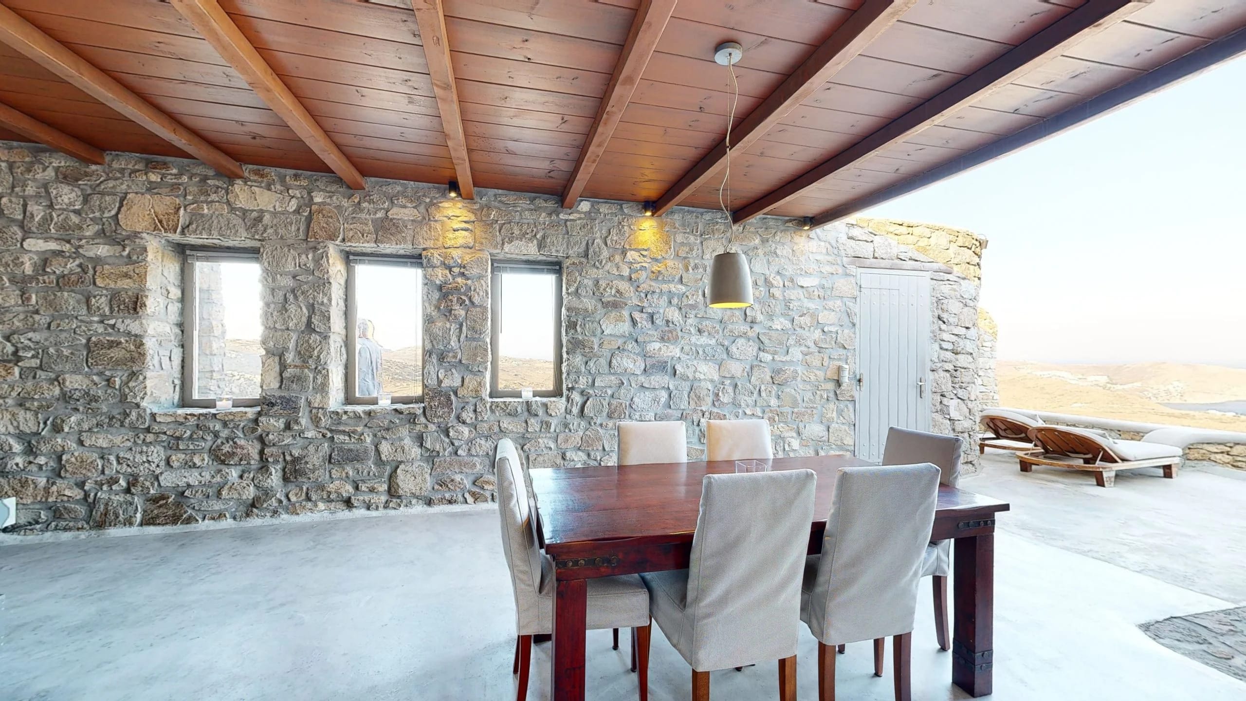 a table and chairs in a room