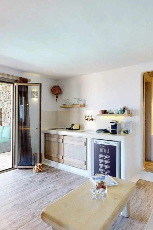 a living room with a dining table