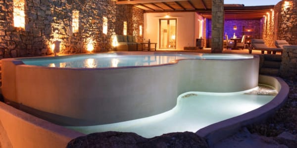 a pool in a backyard