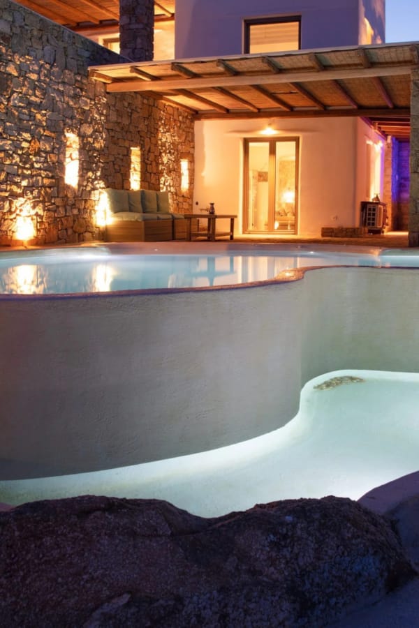 a pool in a backyard