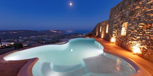 a pool in a stone building