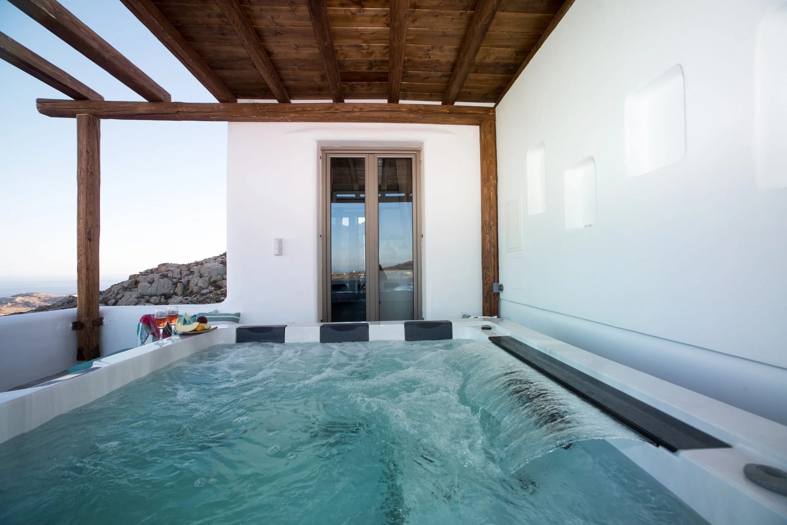 a swimming pool in a room