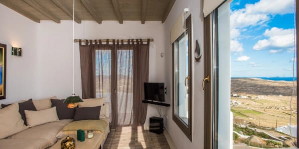 a living room with a large window