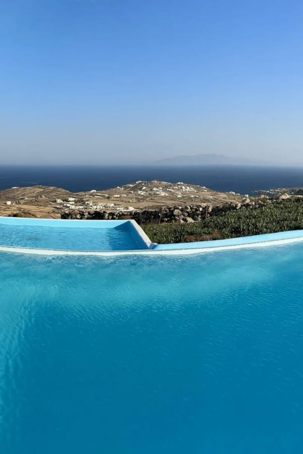 a pool with a blue water