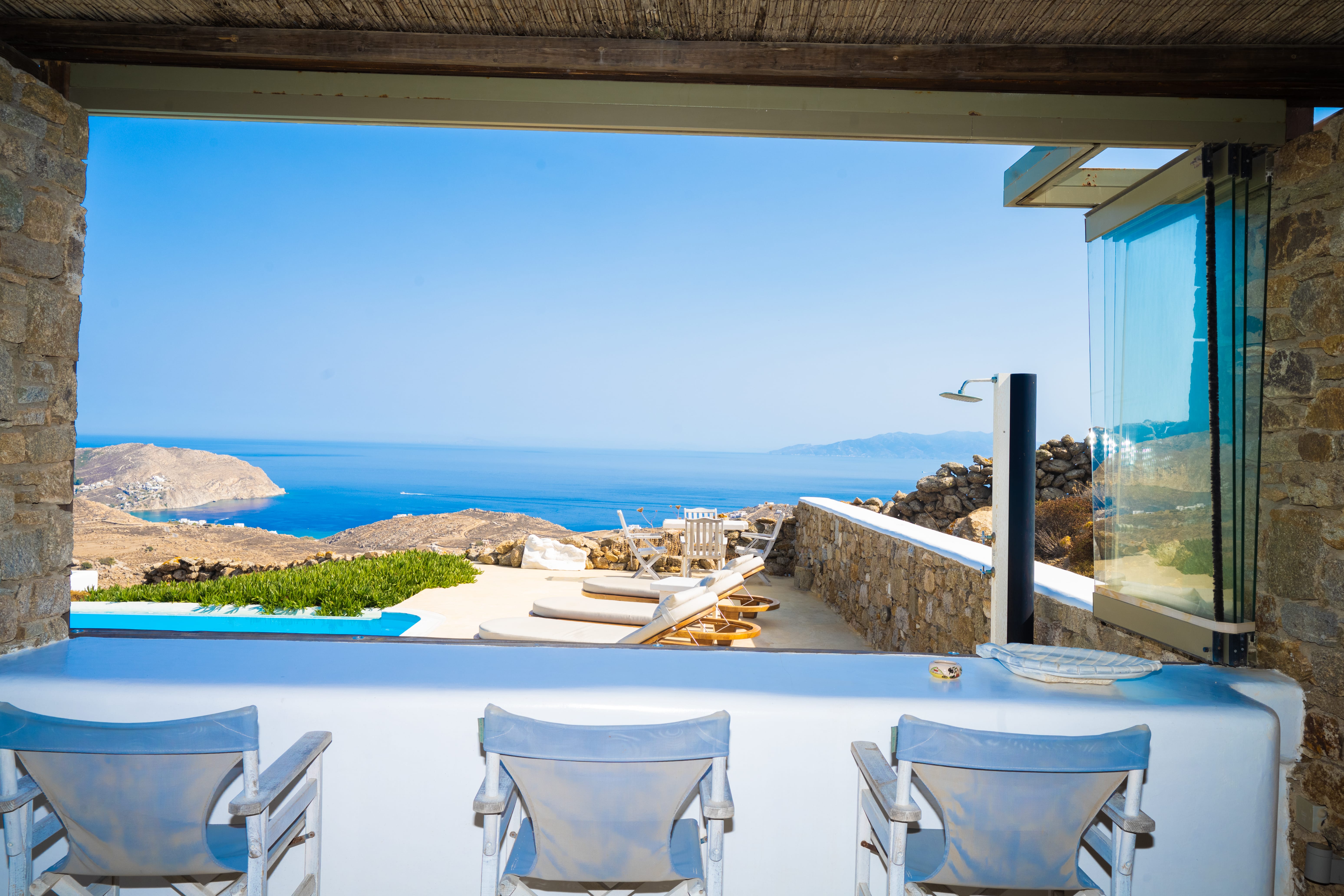 a balcony overlooking a town