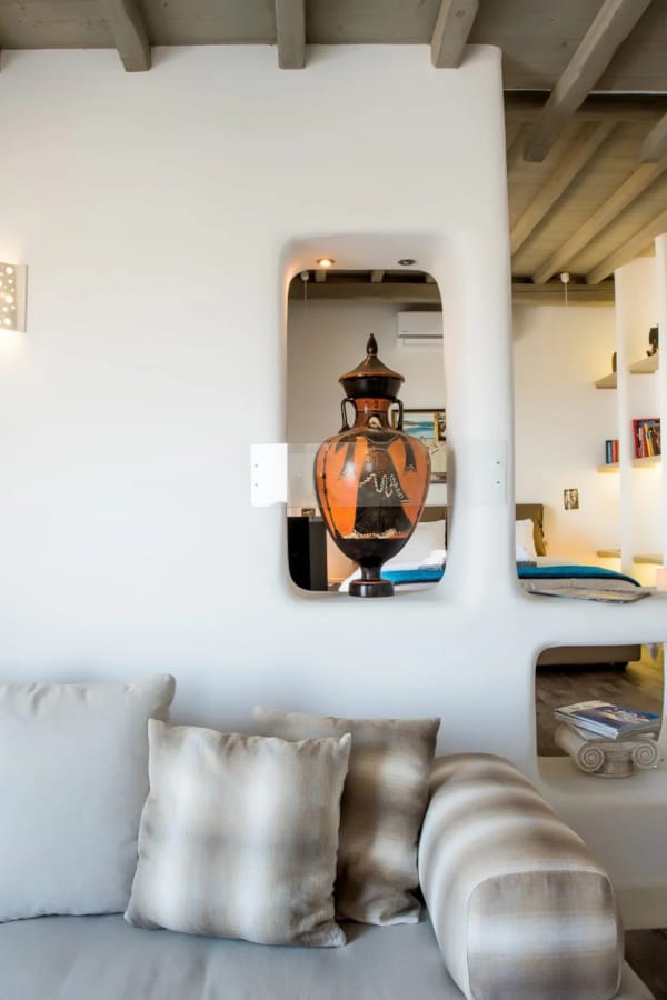 a living room with a fireplace