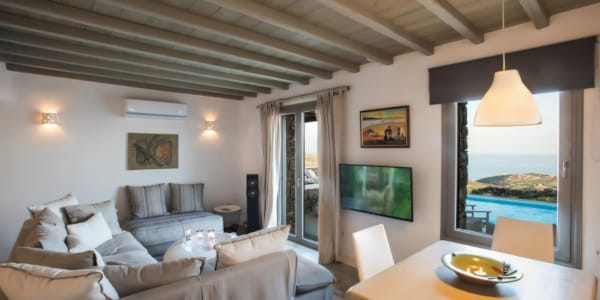 a living room with a large window