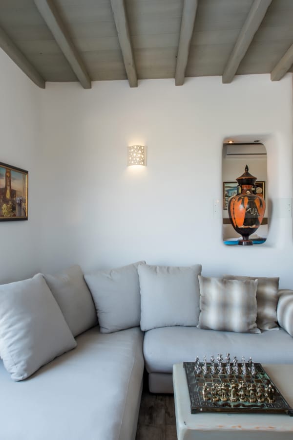 a living room with a large window