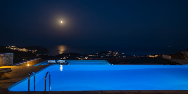 a large pool at night