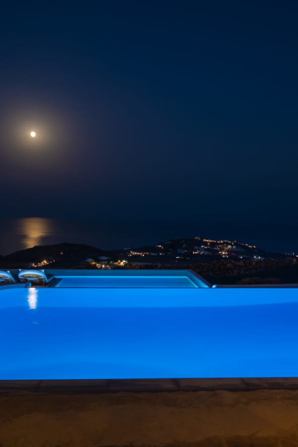 a large pool at night