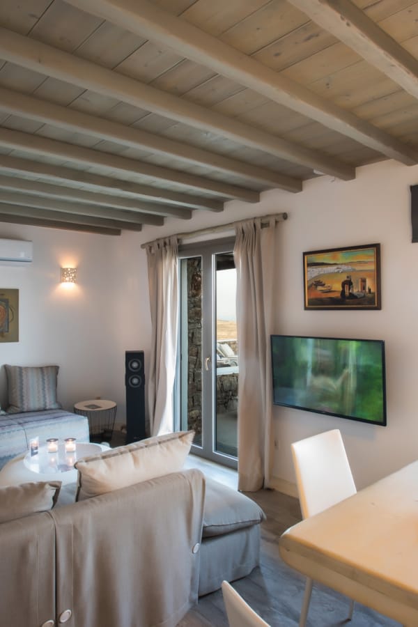 a living room with a large window