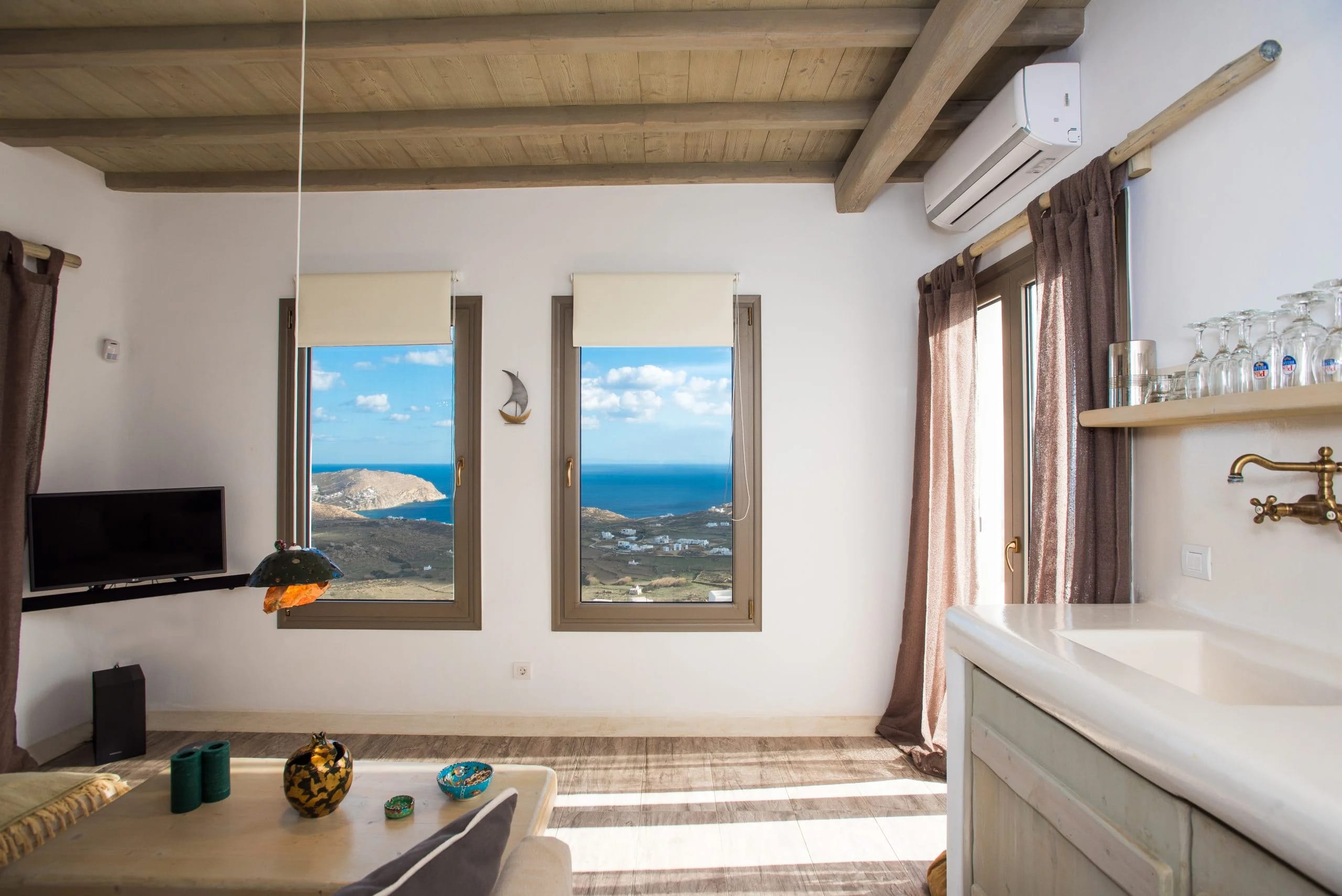 a bathroom with a large mirror