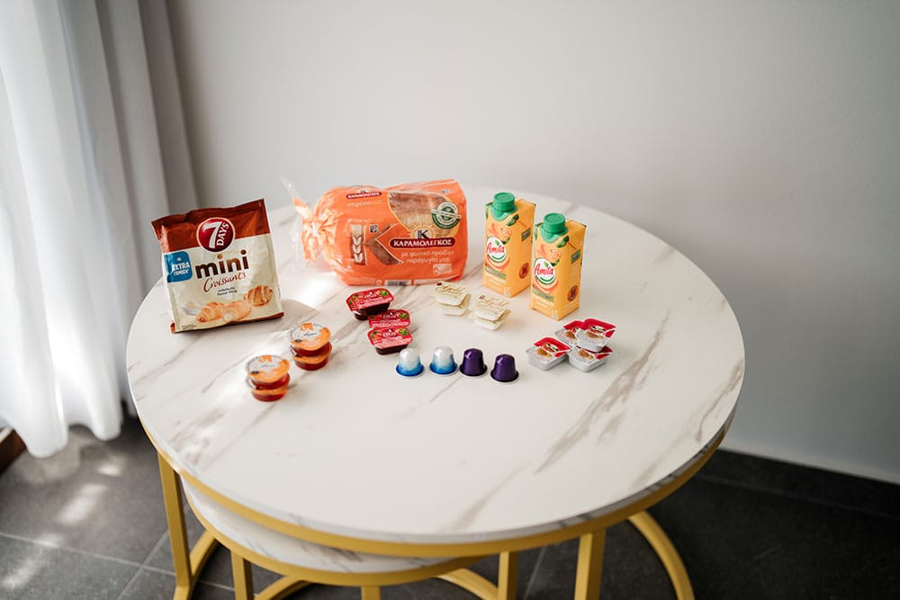 a table with food on it