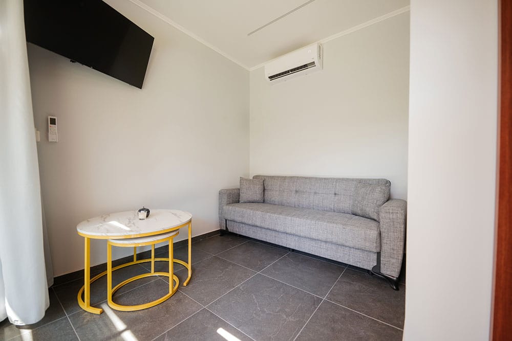 a couch and a table in a room