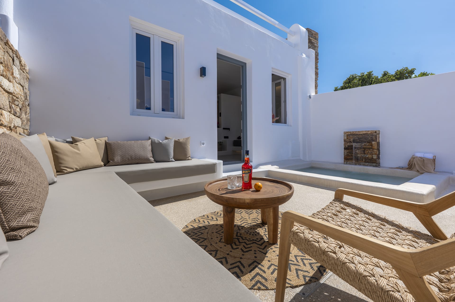 a room with a bed and a table