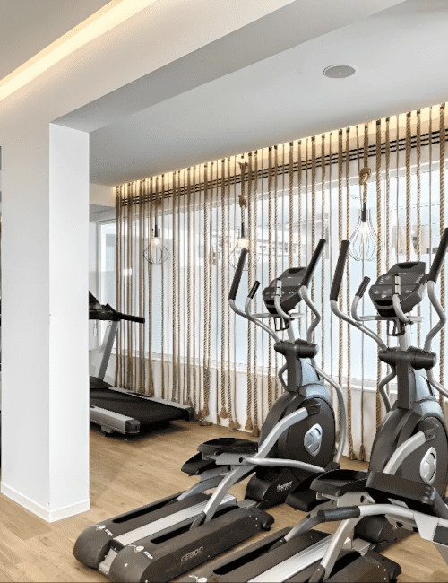 a gym with exercise equipment