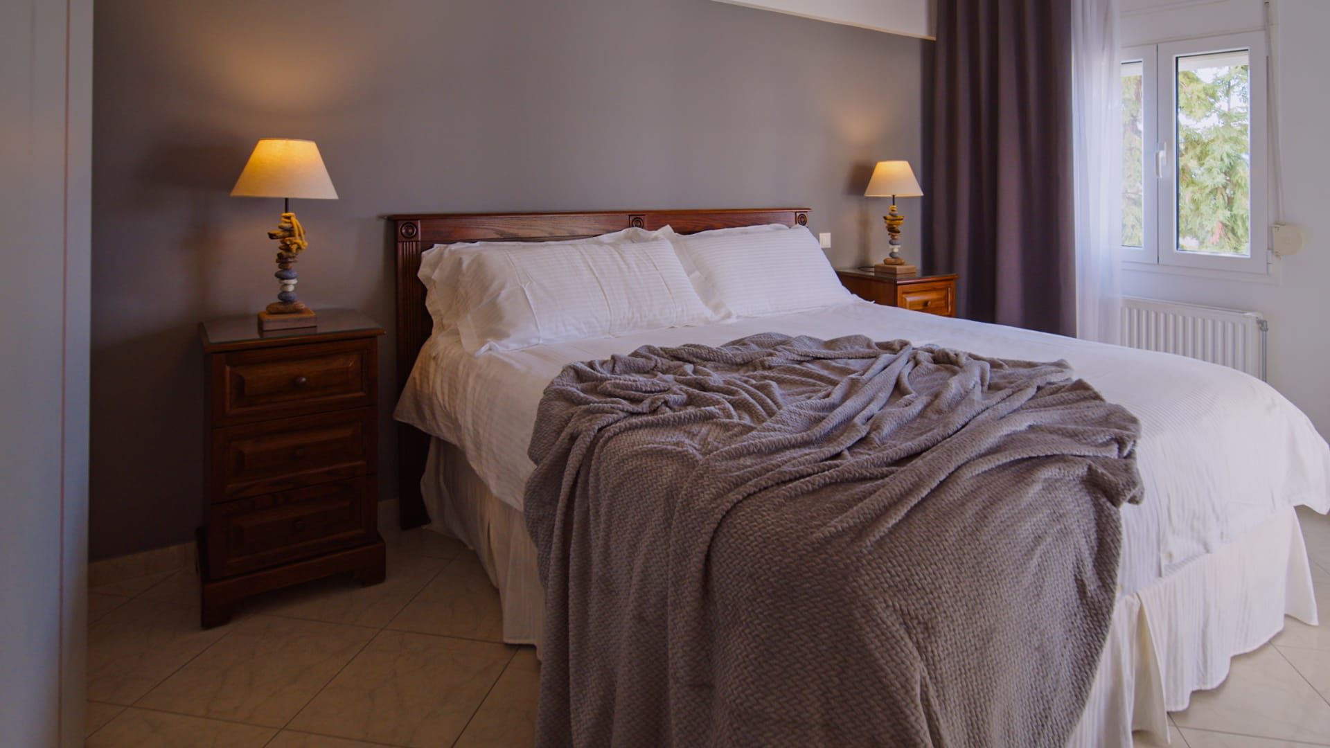 a bed with a white sheet