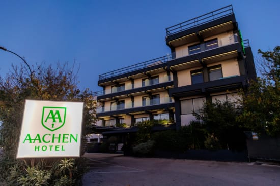 a building with a sign in front of it