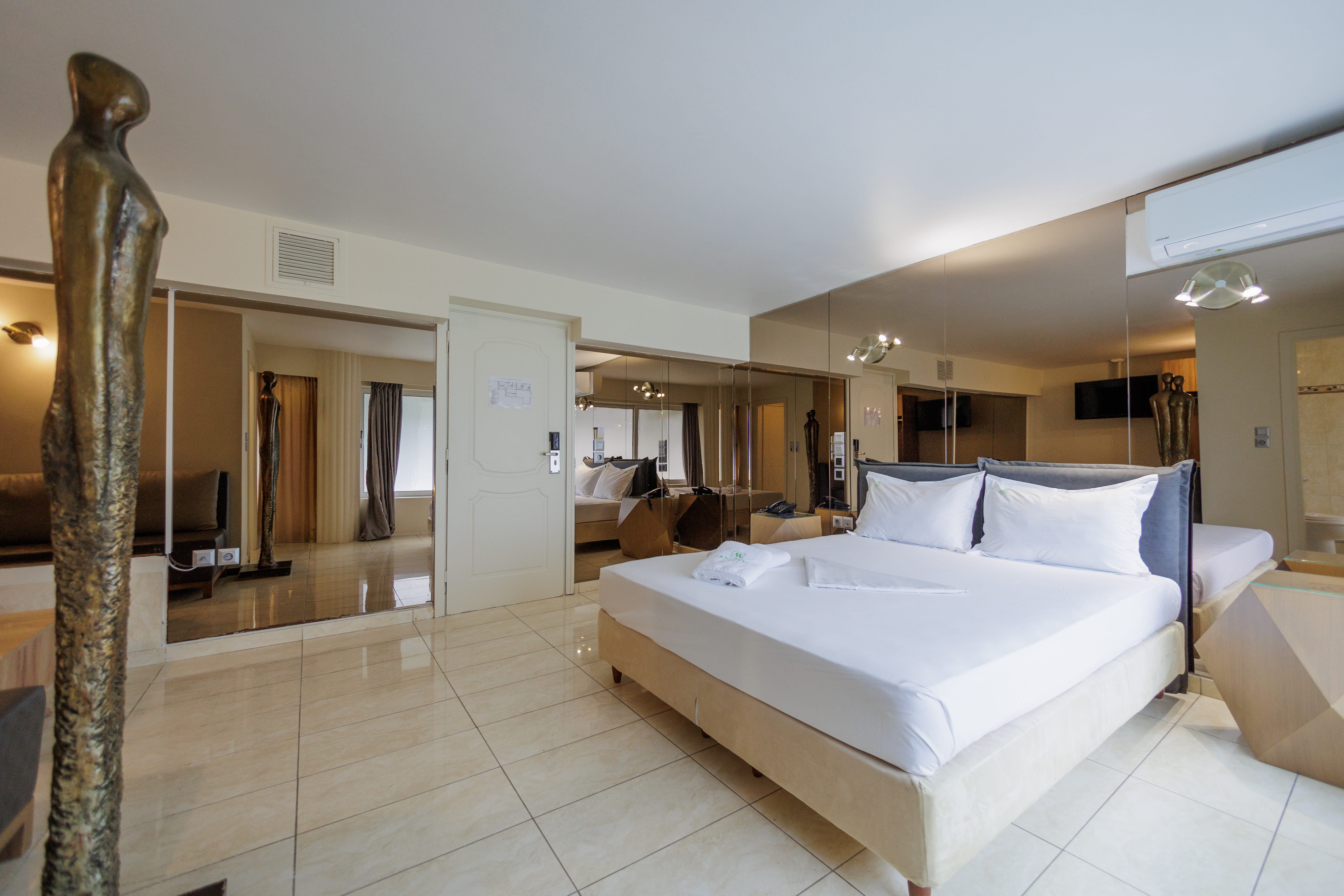 a room with a bed and a couch