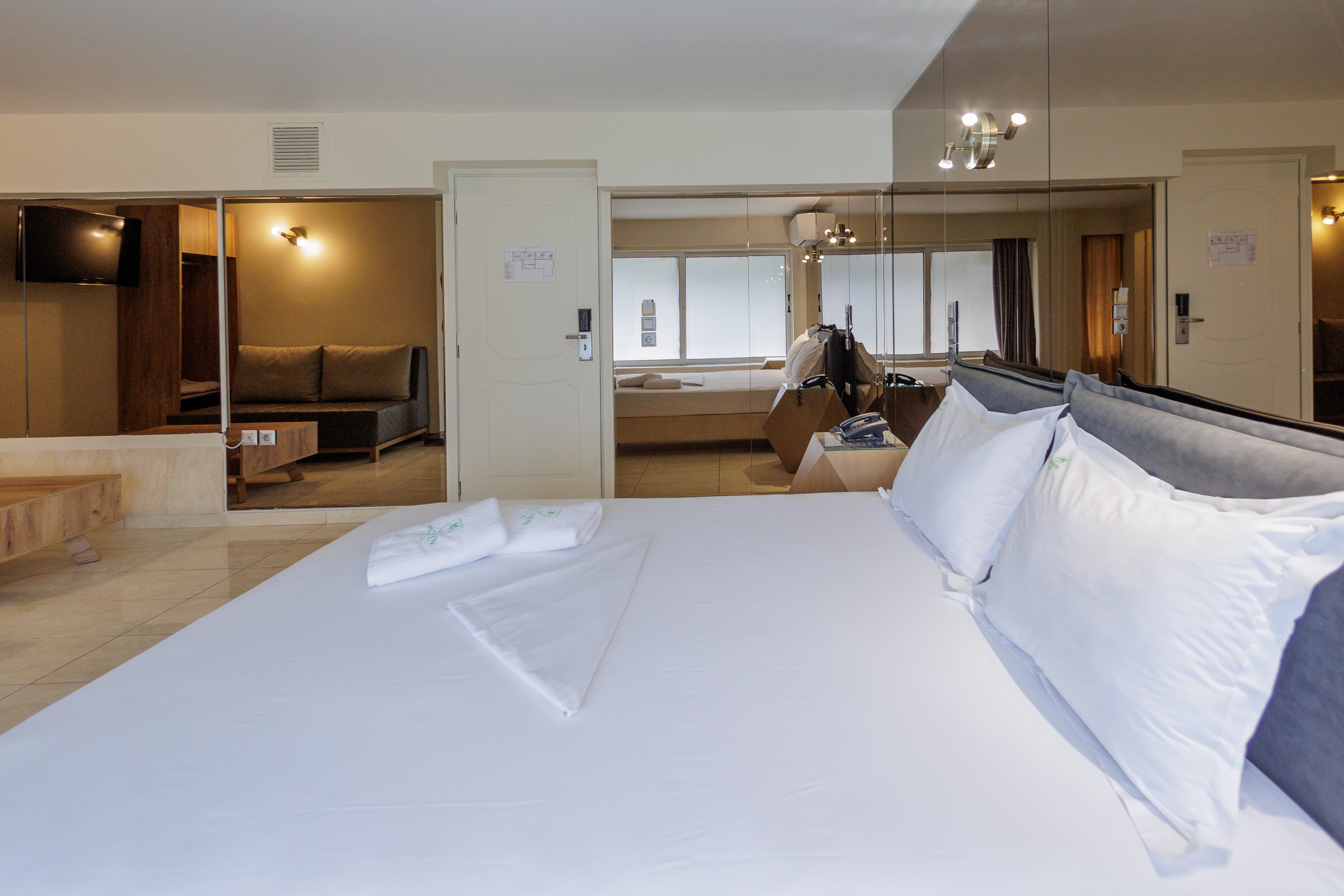 a room with a bed and a couch