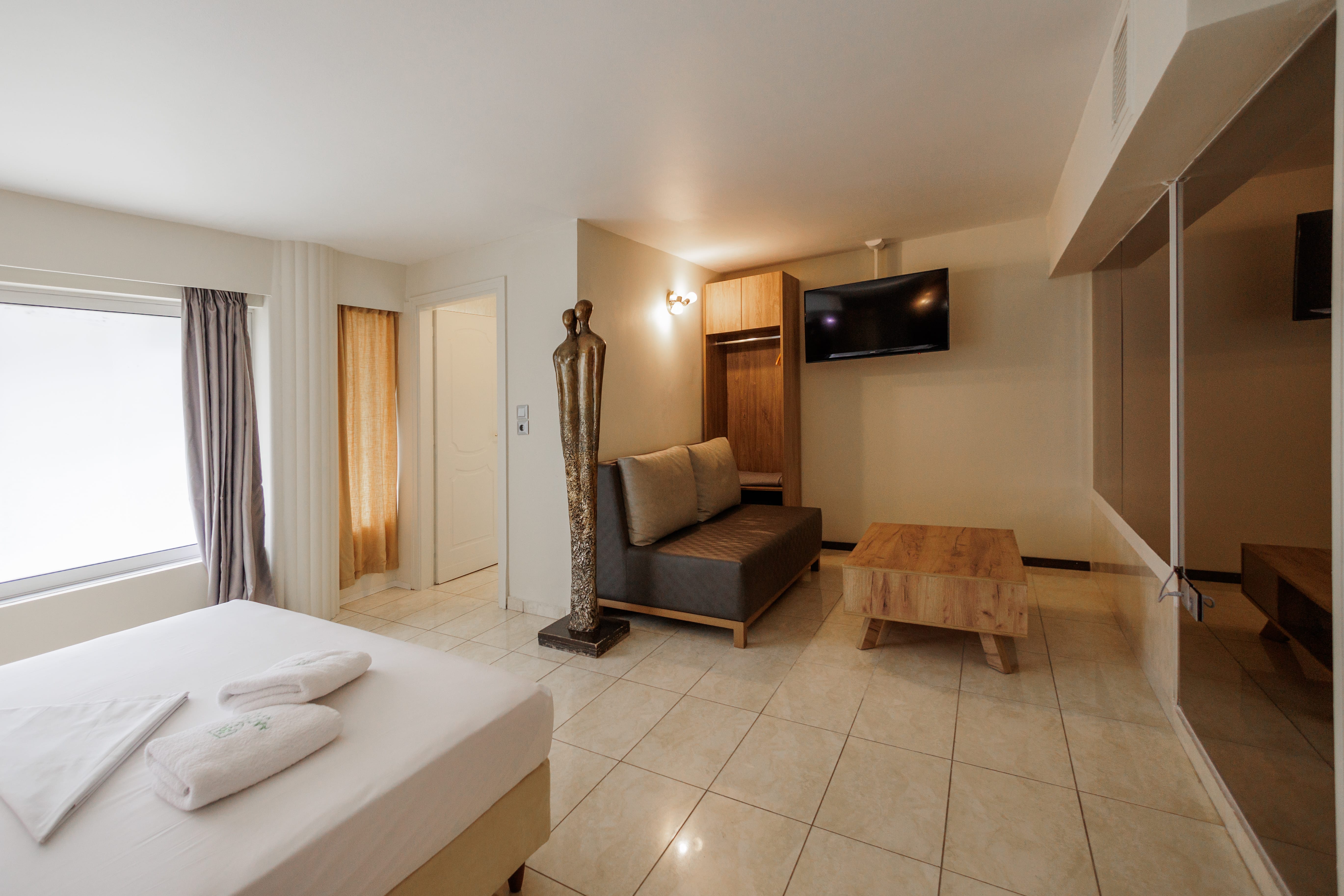 a room with a couch and a table