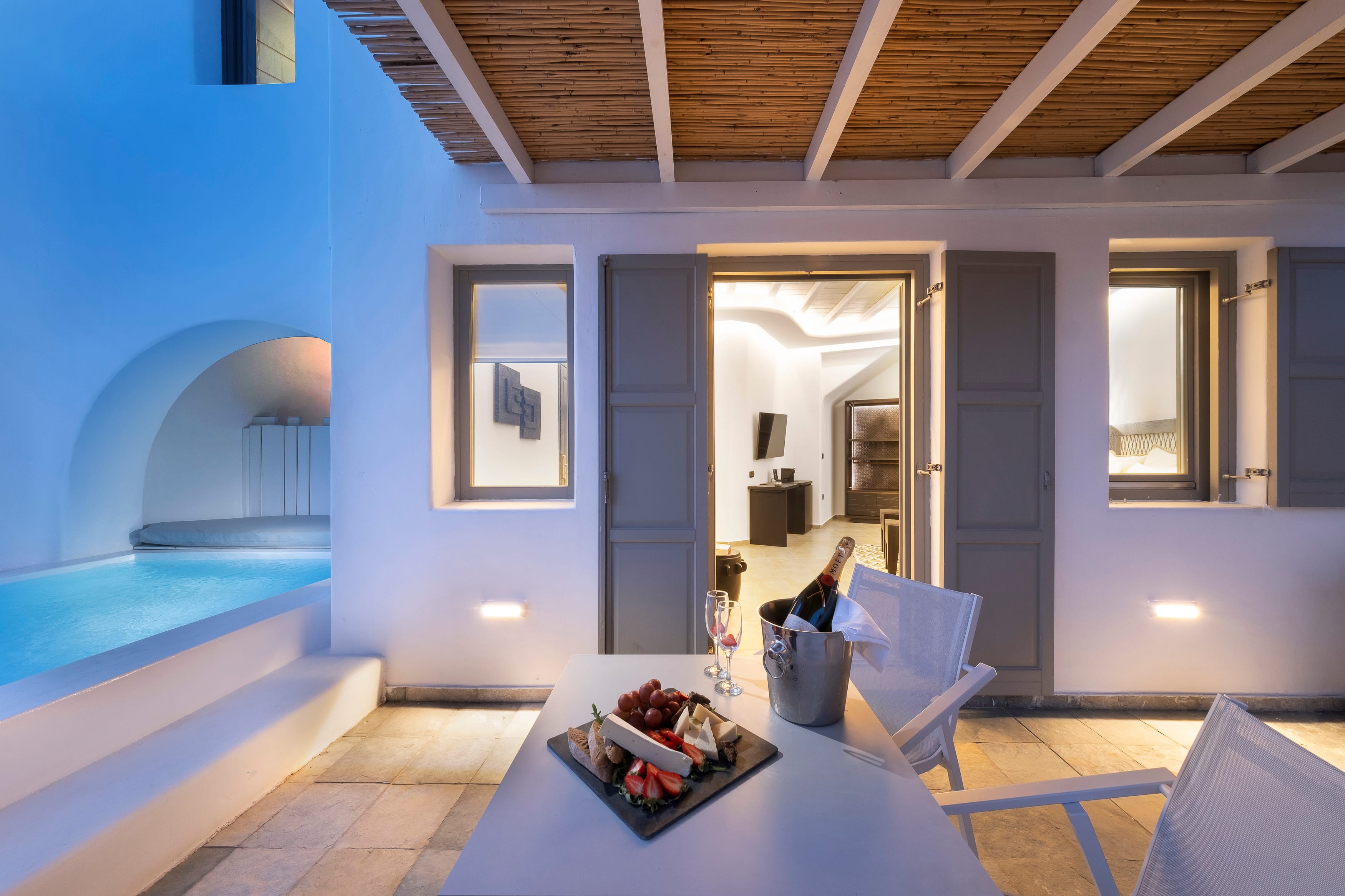 a living room with a pool table