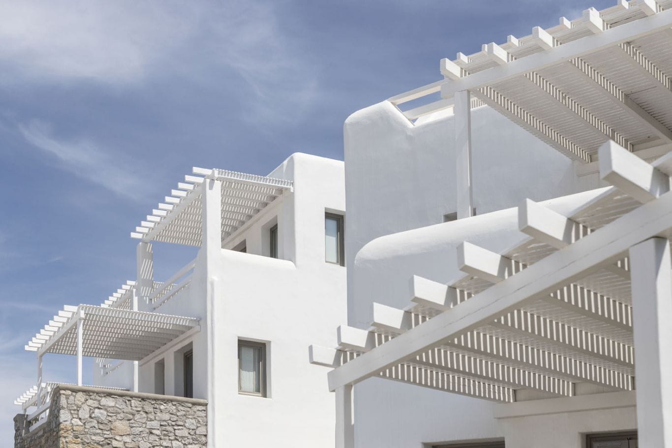 a row of white buildings