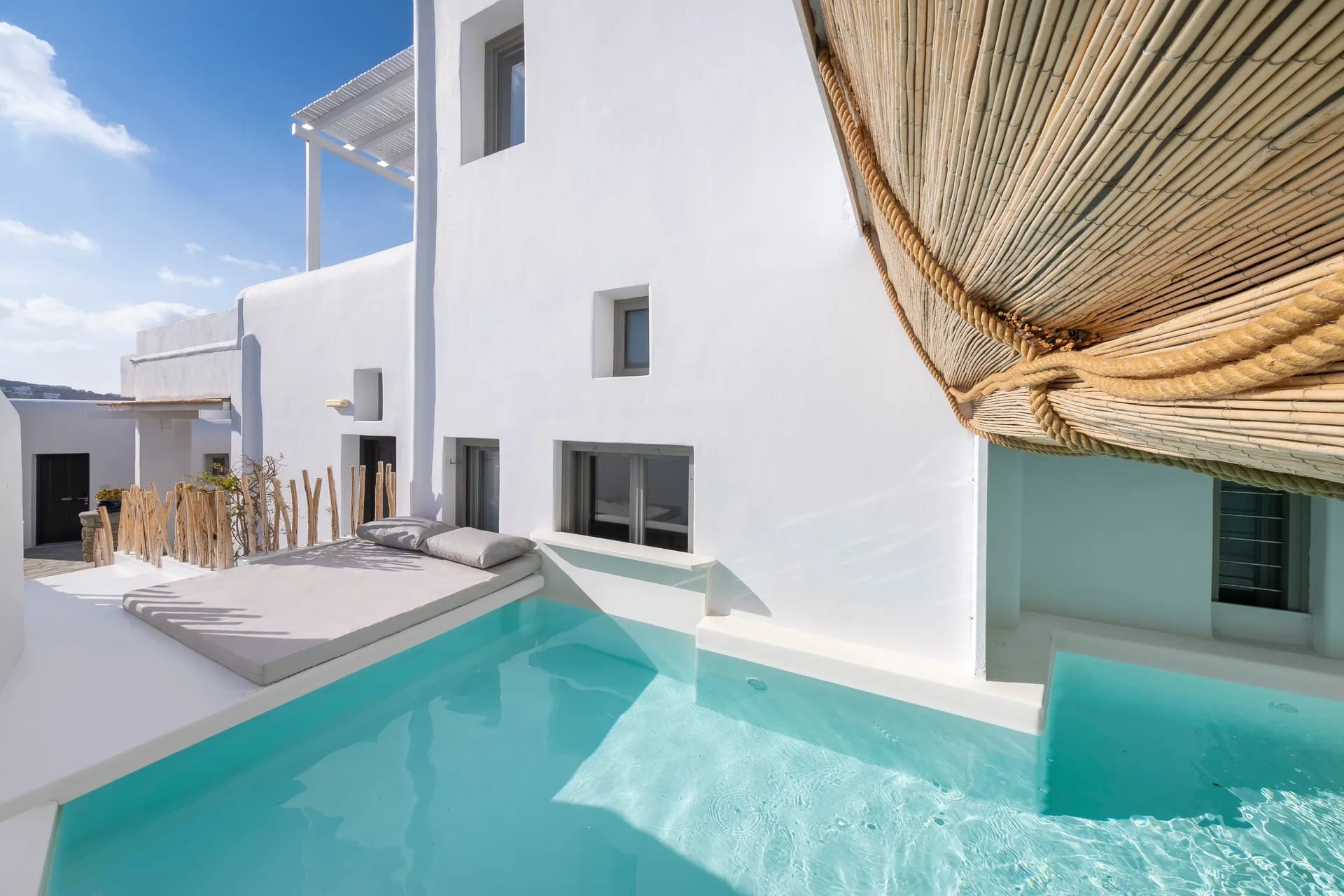 a pool in a backyard