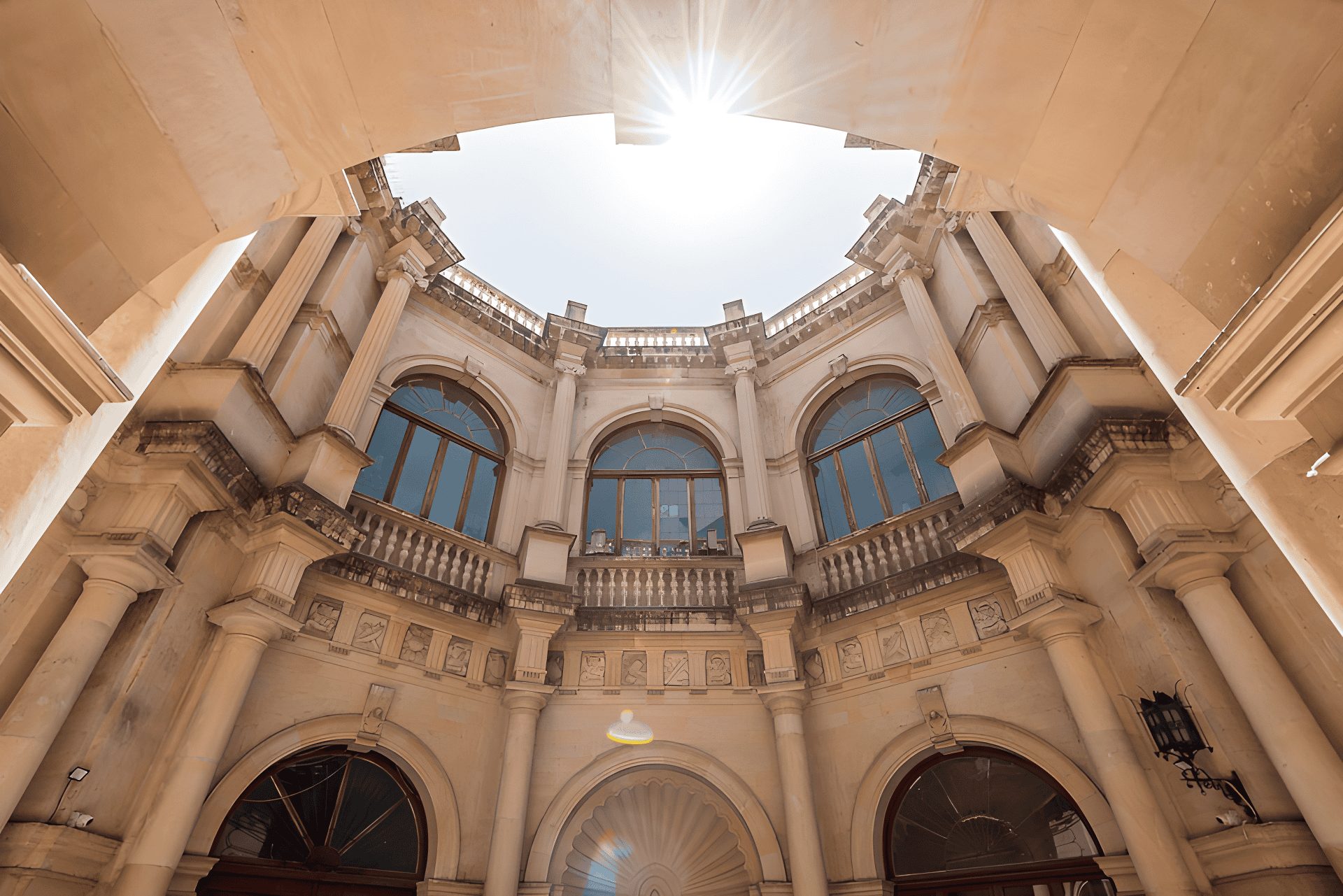 a building with many windows