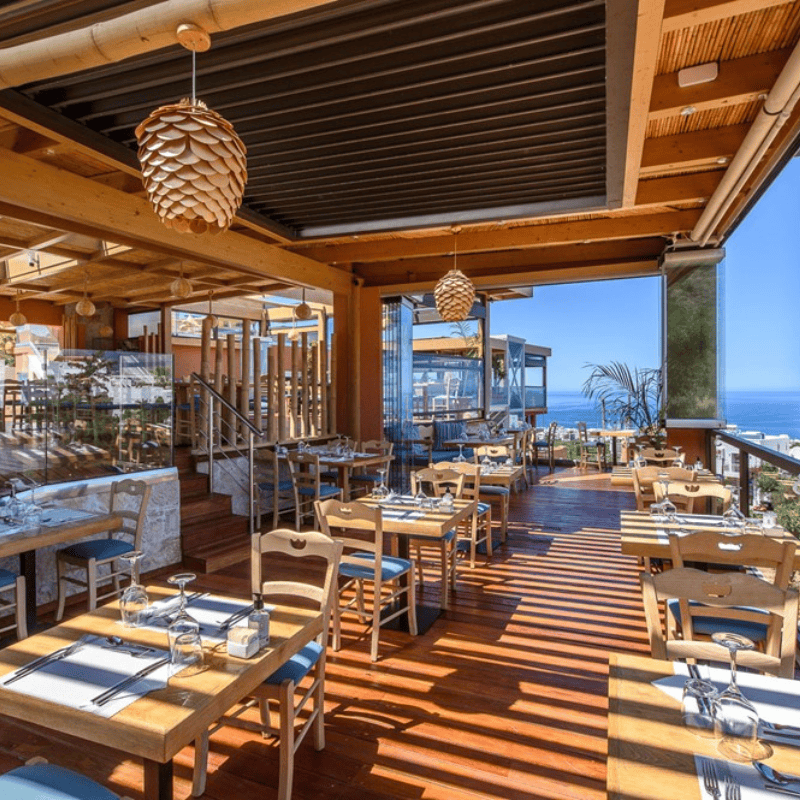 a room with tables and chairs